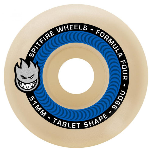 Spitfire Wheels Formula Four Tablet 99a 54MM White